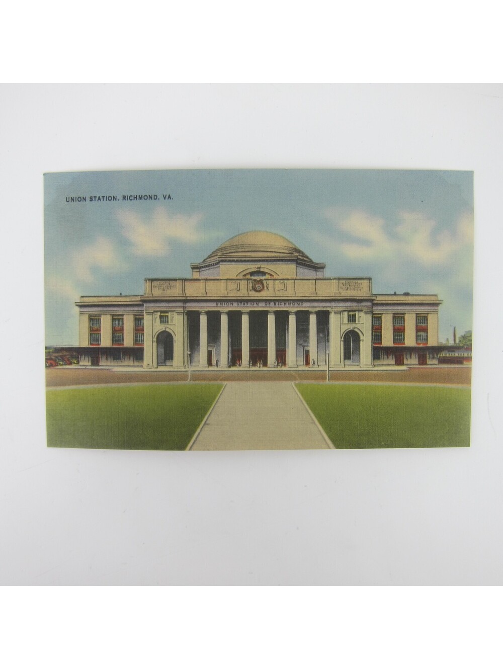 Vintage Linen Postcard Richmond Virginia Union Station Train Building Unposted